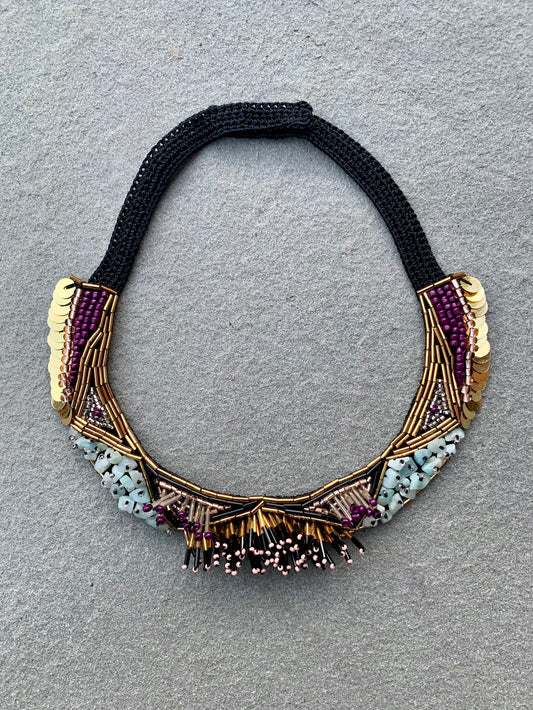 Handmade Bead Embroidery Necklace inspired by Cats of Istanbul
